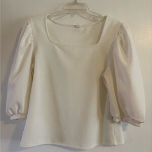 Women's Cream Puff-Sleeve Square Neck Blouse